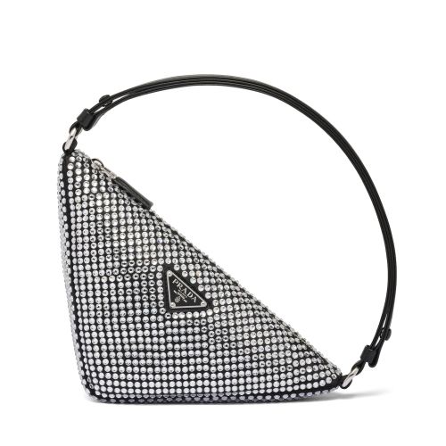 Prada Crystal-studded Satin Pouch 1NQ044 