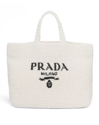 Prada Crochet Tote Bag 1BG392 Cream